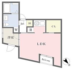 レーヴレジデンス市ヶ谷 1LDKの間取図画像
