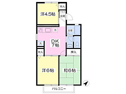 クレセント水下 3DKの間取図画像