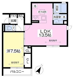 エスポワール 1LDKの間取図画像