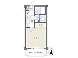 ウッディーベル3 1Kの間取図画像