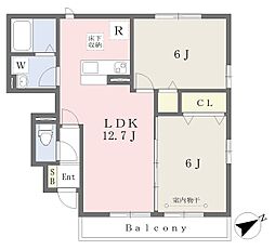 ダイツハイム 2LDKの間取図画像