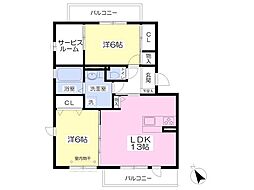 コーポベルローズ 2SLDKの間取図画像