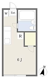 パインヴィレッジ ワンルームの間取図画像
