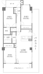 リステージ本郷台プリズムガーデン 3LDKの間取図画像