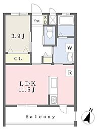 パインコーンズ伊良皆 1LDKの間取図画像