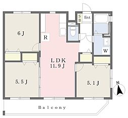 浦添市屋富祖2丁目マンション 3LDKの間取図画像