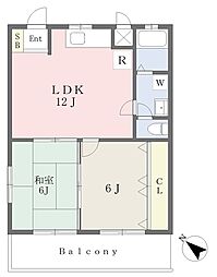 オアシスREN 2LDKの間取図画像
