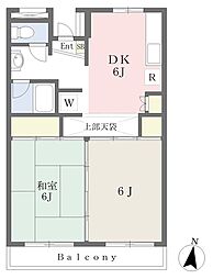 ヒルズ久地 2DKの間取図画像