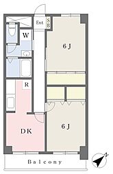 第5ヒルトップ梶ヶ谷 2DKの間取図画像