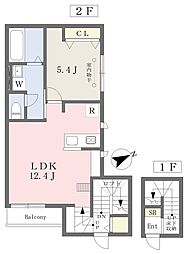 ヨーデグランB 1LDKの間取図画像
