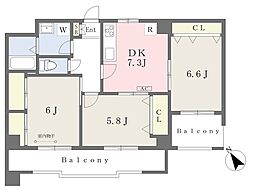 ベルエトワール 3DKの間取図画像