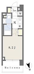 プレジリア新富町 1Kの間取図画像