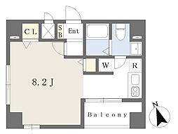 エターナル新富 ワンルームの間取図画像