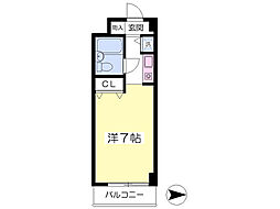 プレステージパレスII． 2階ワンルームの間取り