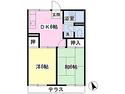 レインボーカワシマ1 2DKの間取図画像