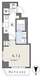パークレーン国分寺 1Kの間取図画像
