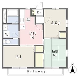 プラムフィールド国立 3DKの間取図画像