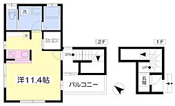 クァルテット緑 ワンルームの間取図画像