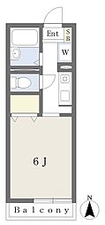 アネックス国立 ワンルームの間取図画像
