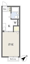 シティハイムパラディ国立 1Kの間取図画像