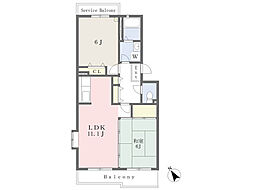 シャンフルーヴ 2階2LDKの間取り