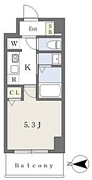 Ｂｒｉｌｌａｎｔｅ東花園 8階1Kの間取り