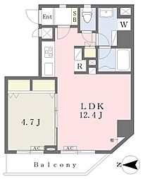 GRANDIAASAKUSA 1LDKの間取図画像