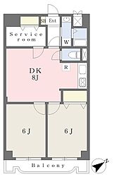 リレント町屋 2DKの間取図画像