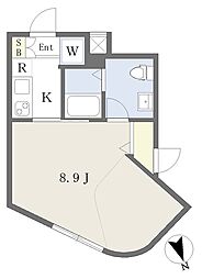 コルティーレ四谷本塩町 1Kの間取図画像
