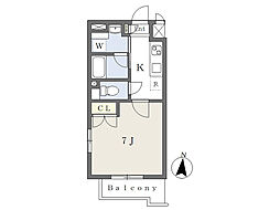 イースタンヒルズフジガオカ 1Kの間取図画像