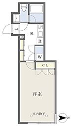 COZY茶屋ヶ坂 1Kの間取図画像