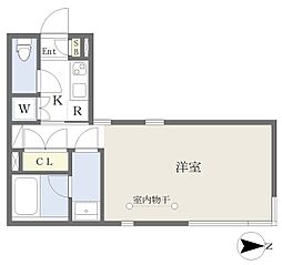 COZY茶屋ヶ坂 1Kの間取図画像