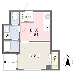 坂元町OMORIビル 1DKの間取図画像