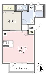 姫路市西延末アパート 1LDKの間取図画像