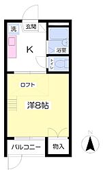仙台市営南北線 北四番丁駅 徒歩9分の賃貸アパート 1階1Kの間取り
