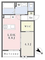 (仮称)広瀬町AP 新築工事 1LDKの間取図画像