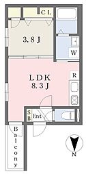 ＧＲＡＮＤＩＲ暖 3階1LDKの間取り