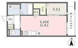 プリュメ 1LDKの間取図画像