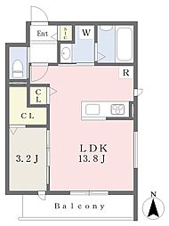 プリュメ 1LDKの間取図画像