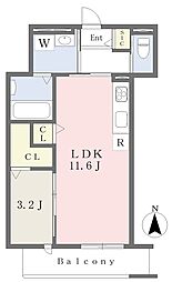 プリュメ 1LDKの間取図画像