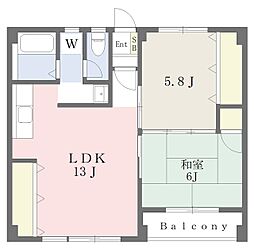 川端マンション 2LDKの間取図画像