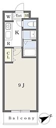 シャルマンフジ天神橋サウス 1Kの間取図画像