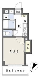 みおつくし此花 1Kの間取図画像