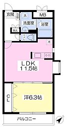 E・スクウェア森小路 1LDKの間取図画像