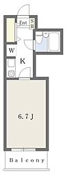 ローレル城東 1Kの間取図画像