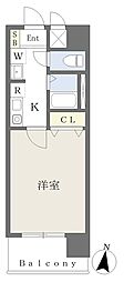 アブレスト京橋 1Kの間取図画像