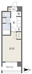 K-style- 1Kの間取図画像