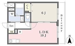アルバ志賀本通 1LDKの間取図画像