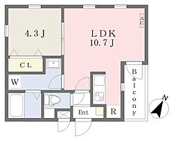 CherimHattaWest 1LDKの間取図画像