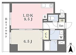 アルバ志賀本通 1LDKの間取図画像